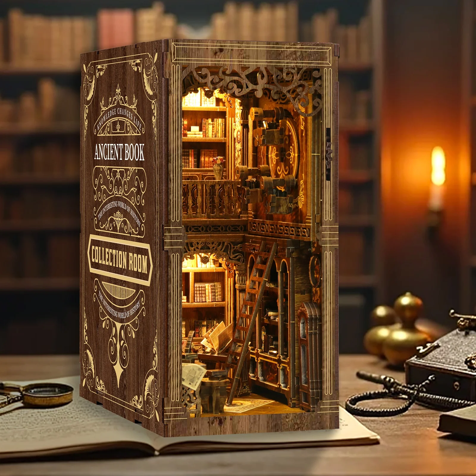 Новый стиль антикварная коллекция книг история деревянный уголок набор для библиотека дом книга миниатюрный
