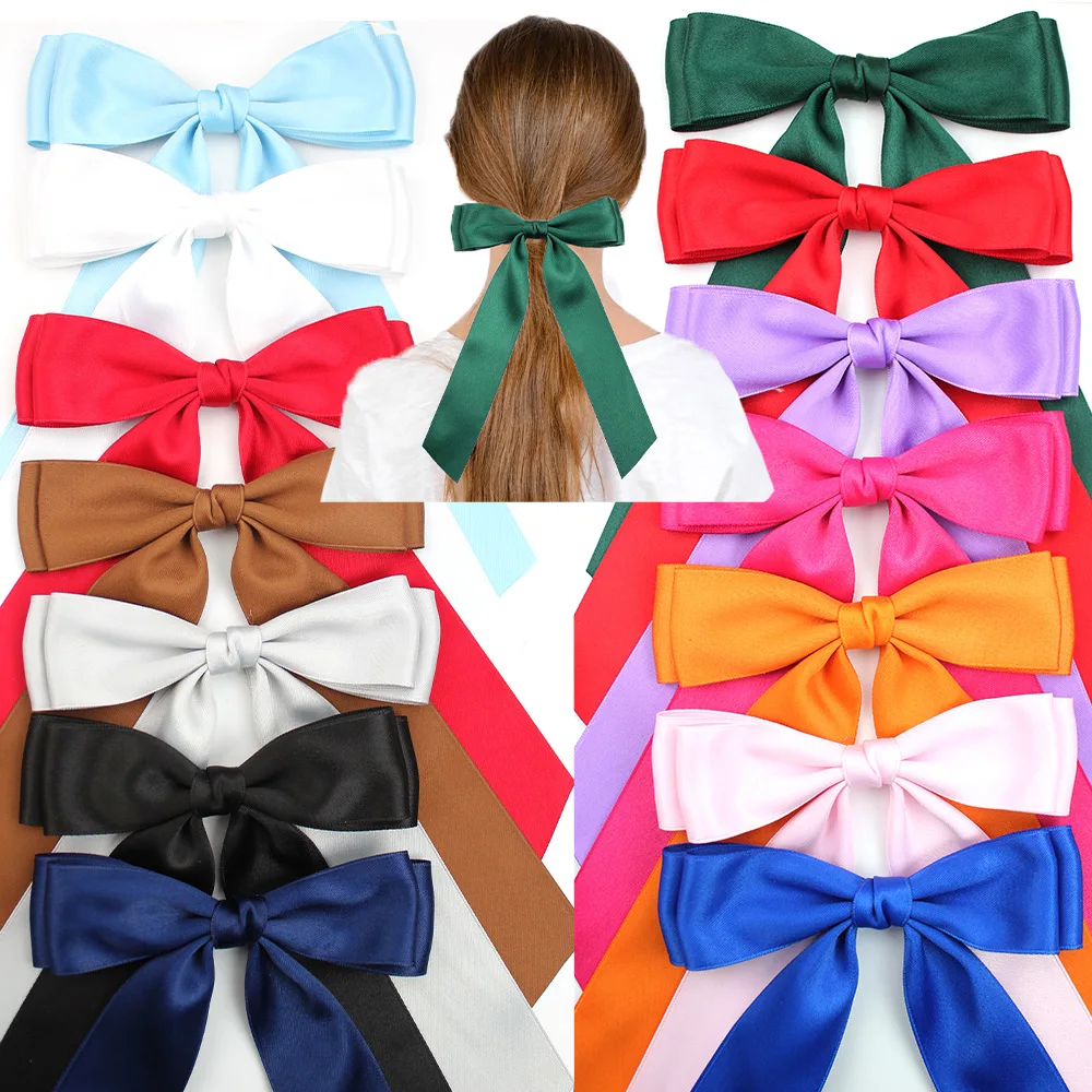Sweet Temperament Princess Double Bow Streamer Hair Clip Hairpin New Year Winter Girl Hair Accessories