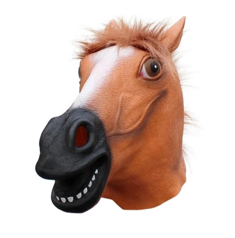 New Halloween Party Supplies Animal Horse Head Mask Head Cover Latex Mask