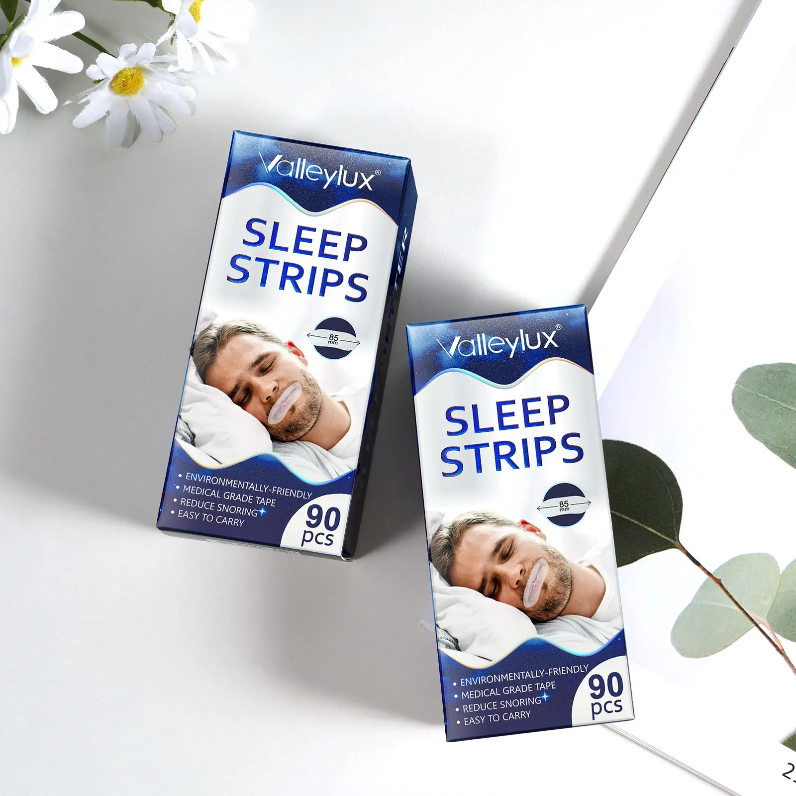 ValleyLux  Medical Material 90 Pcs Sleep Strips Mouth Tape Improves Sleep Relieves Snoring