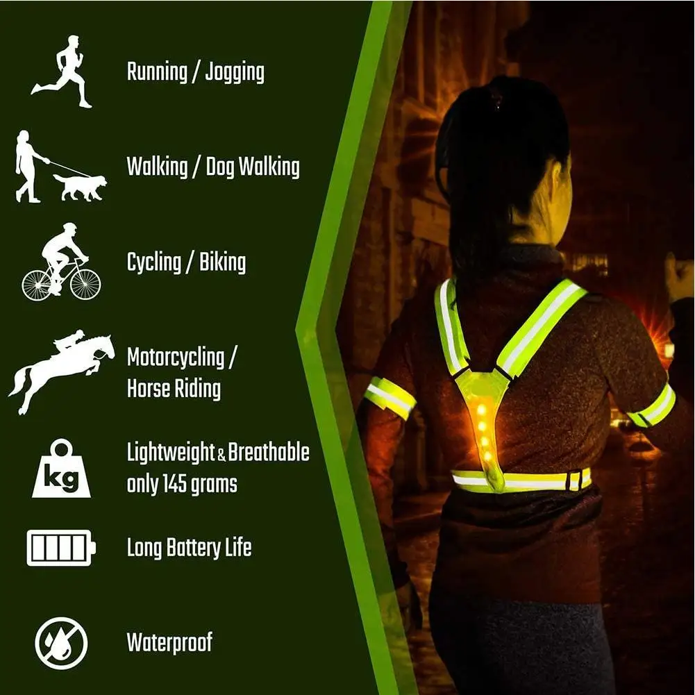 Reflective Safety Vest Waterproof Cycling LED Reflective Vest With Led USB