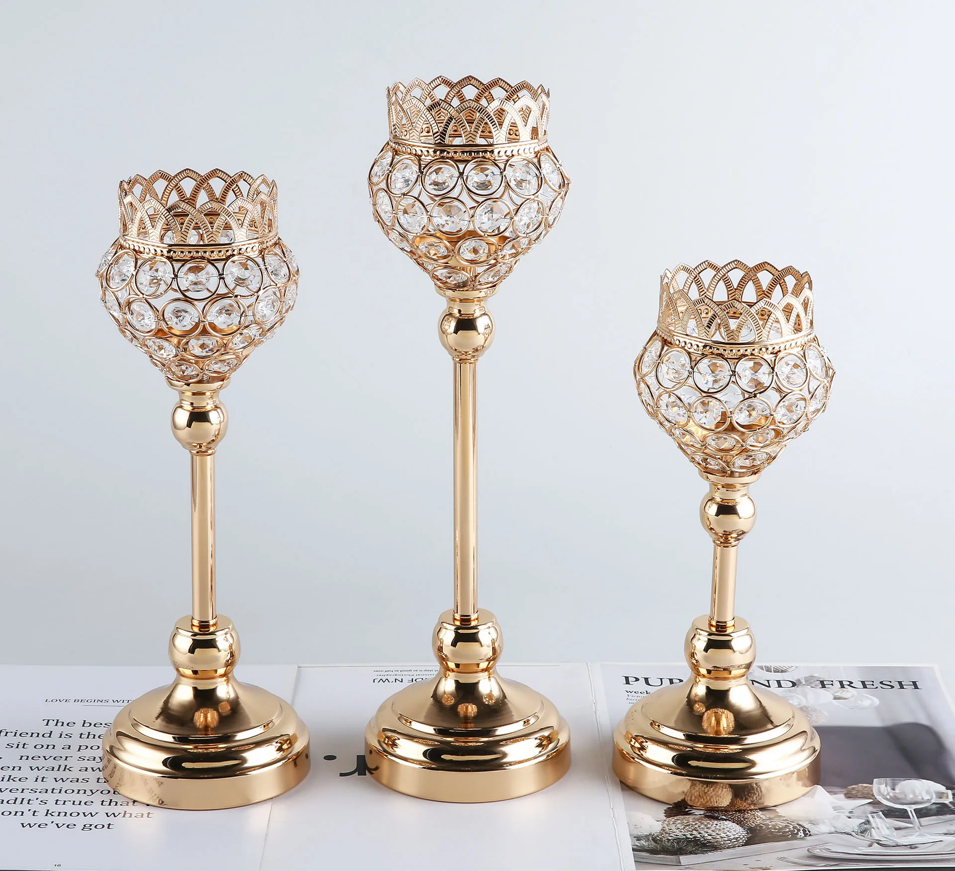 Europe Hotel wedding metal handicraft candlelight dinner ornament metal candle holder