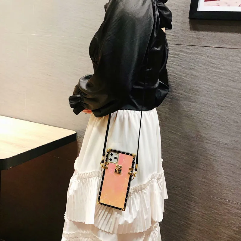 
luxury design square phone case for samsung galaxy s20 Ultra s10 s9 s8 plus leather cases for note20 note10 note9 