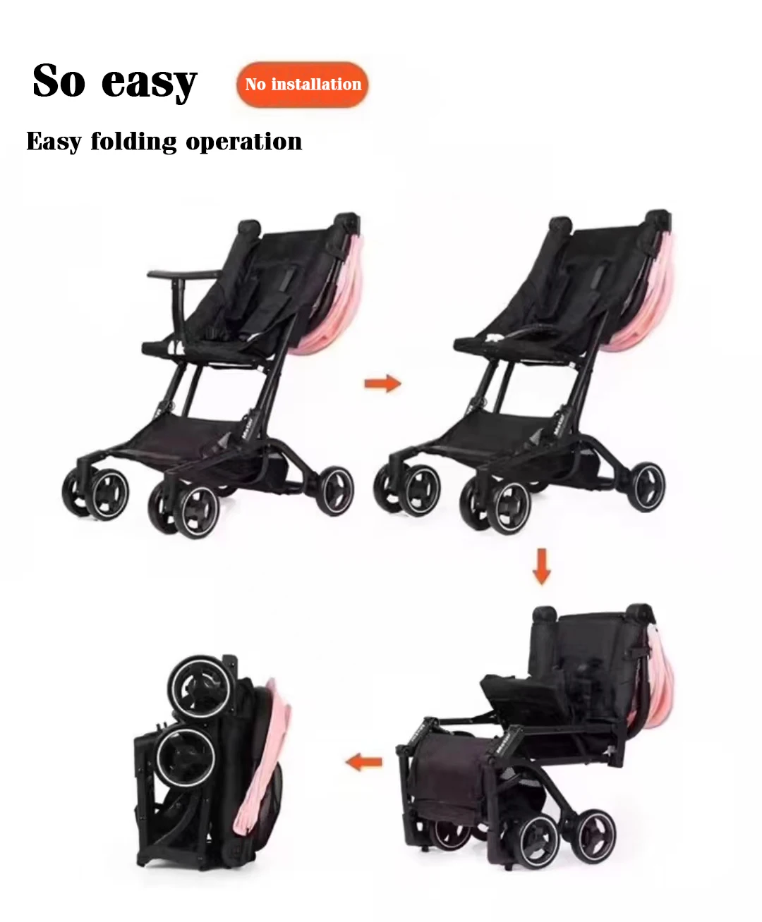 JXB S900 Wholesale Direct Sales Sit and Lie Down 2 in 1 Cart Compact Portable Easy Fold Pocket Stroller for Toddler and Infant