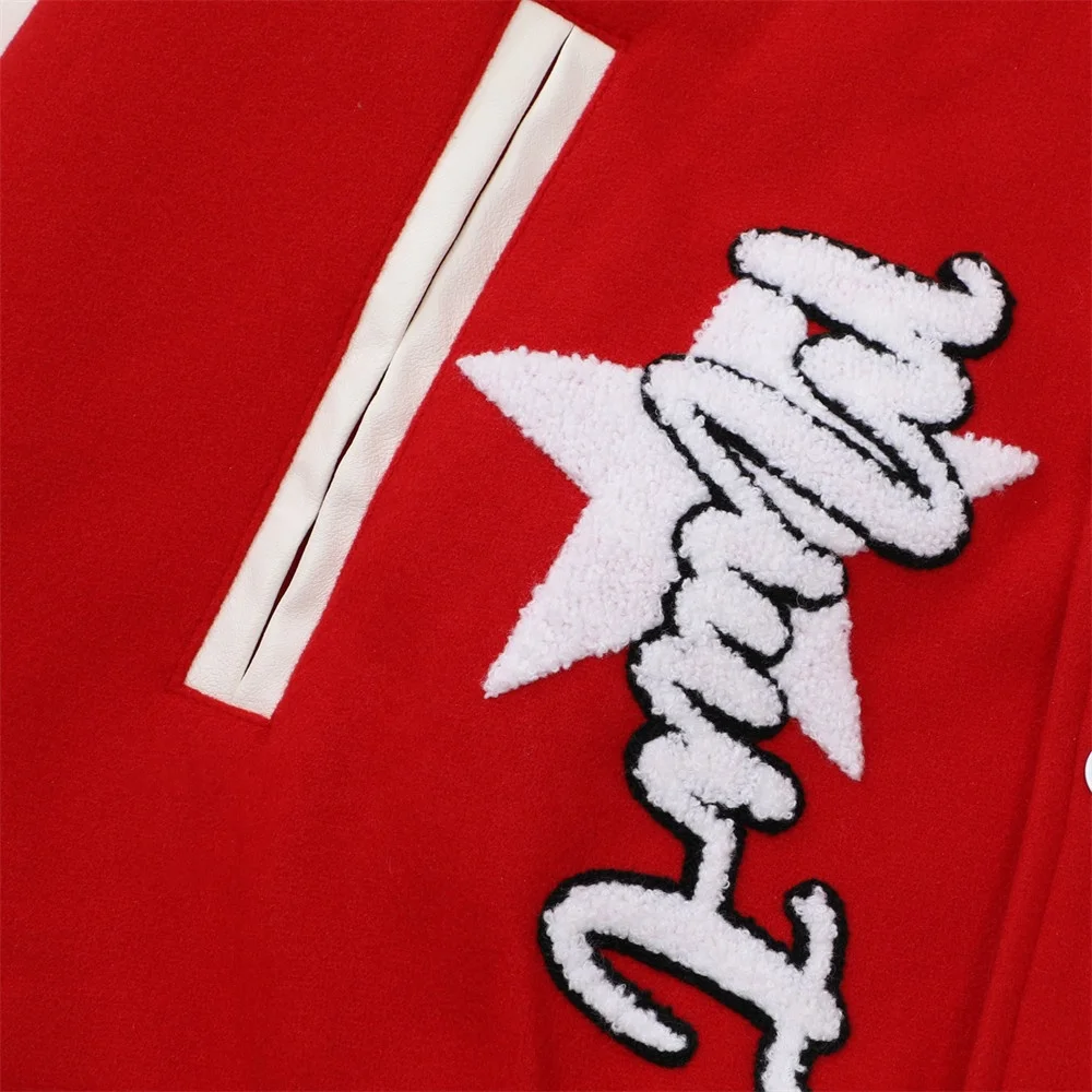 Custom Vintage Baseball Bomber Jacket Men Loose Leather Sleeves Patchwork Varsity Coats Suede Casual Streetwear