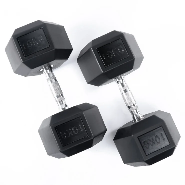 Gym workout man power weight lifting training adjustable rubber hex dumbbell set
