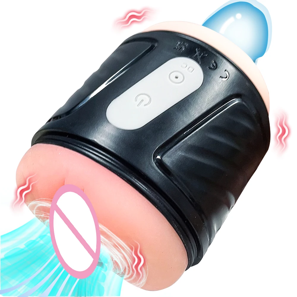 Body Safe Automatic Realistic Dual-Sleeve Vibrating Hand Free Pocket Pussy Vibrator Sex Toy Stroker
