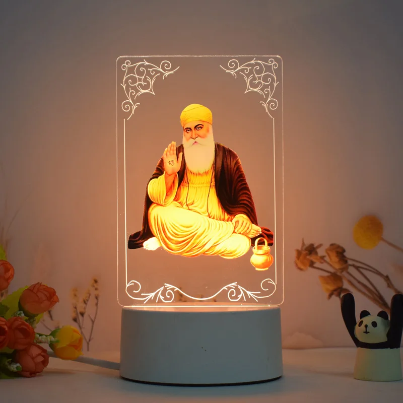 The Golden Temple in India Guru Nanak Ganesha Statue Gold Shiva Statue Shiva Parvati Idols 3D Lamp Color Print Night Lighting