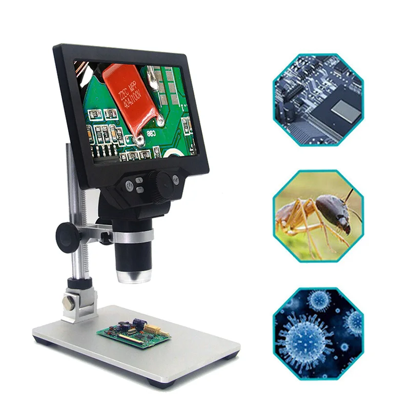 G1200 12MP 1-1200X цифровой микроскоп 7 дюймов LCD для пайки Электрический по изготовлению микроскопов непрерывного усиления
