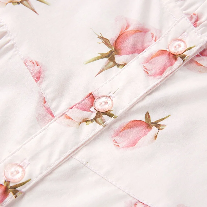 
Gabby Loop Kids Autumn Girls Ruffle Long Sleeve Flower Printed Button Down Shirts Princess Cotton Soft Tops Kid Blouse Children 