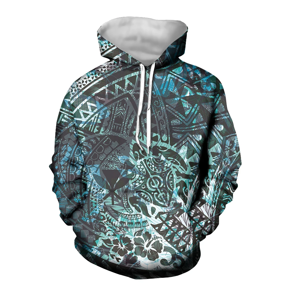 Fashionable Warm Polynesian Samoan Tribal Flower Crop Hoodies For men Vintage Custom Hoodies Cheap Heavyweight Hoodies Sweater