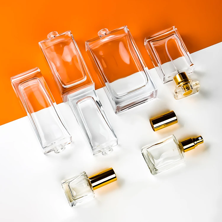 Hot sale 30 ml 30ml 50ml 100ml clear gold wholesale spray pump bottle black luxury empty glass refillable perfume bottles