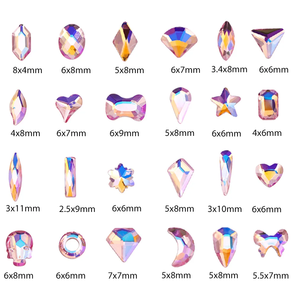 Высокое качество оптом 3d ab смешанные размеры гетероморфные украшения из камней с плоской задней стороной Стразы