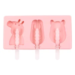 BPA Free cartoon shape DIY silicone ice pop cube tray popsicle maker ice cream mold with lid sticks