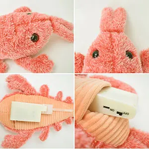 Amazon Hot Sale Rechargeable Floppy Disk Rocking Lobster Plush Toy for Cats and Dogs