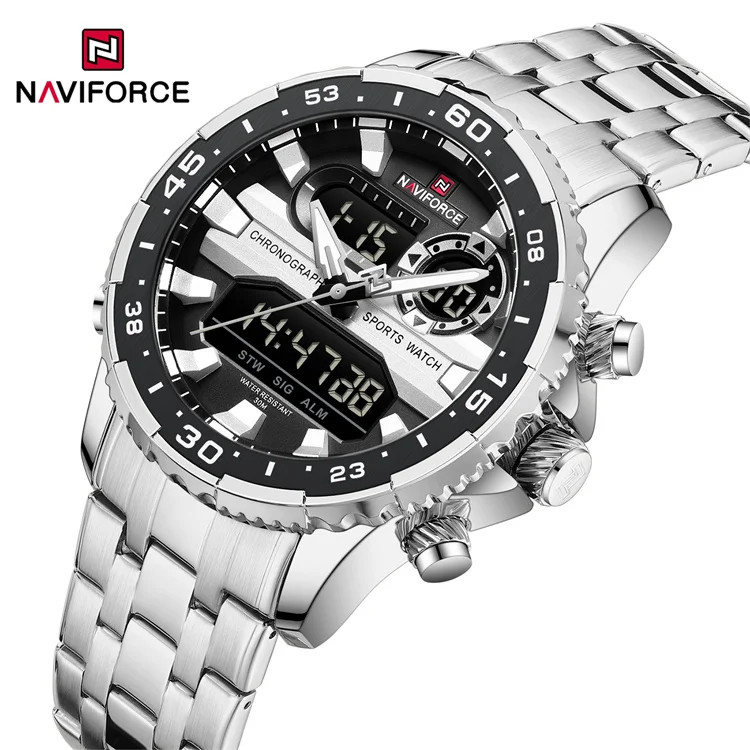 NAVIFORCE 9234 SBS New Fashion Sports Watches Stainless Steel Japan Quartz Movement Digital waterproof men watch
