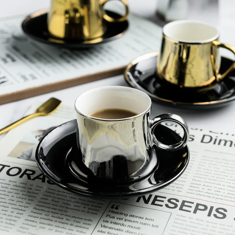 12pcs Silver Golden Pattern Arabic Tea Coffee Cups Islamic Wedding Favors Gift Set