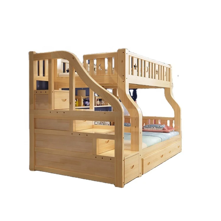 
2020 new listing modern simplicity bedroom kids furniture cheap bunk bed with ladder cabinet 