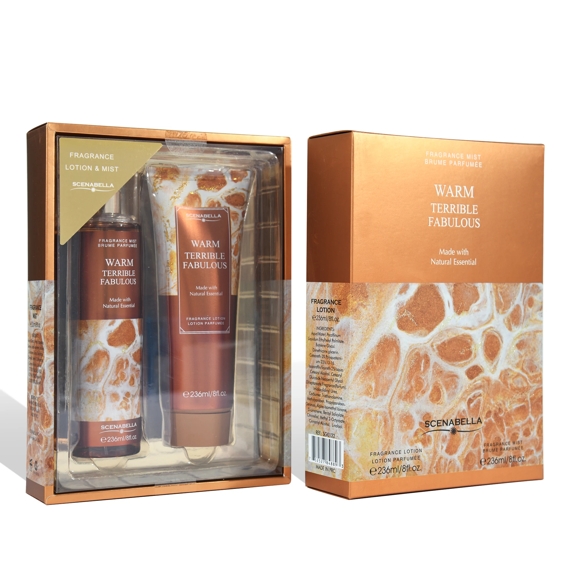 236ml  Manufacturing  body spray fragrance body mist and body lotion set SG0122