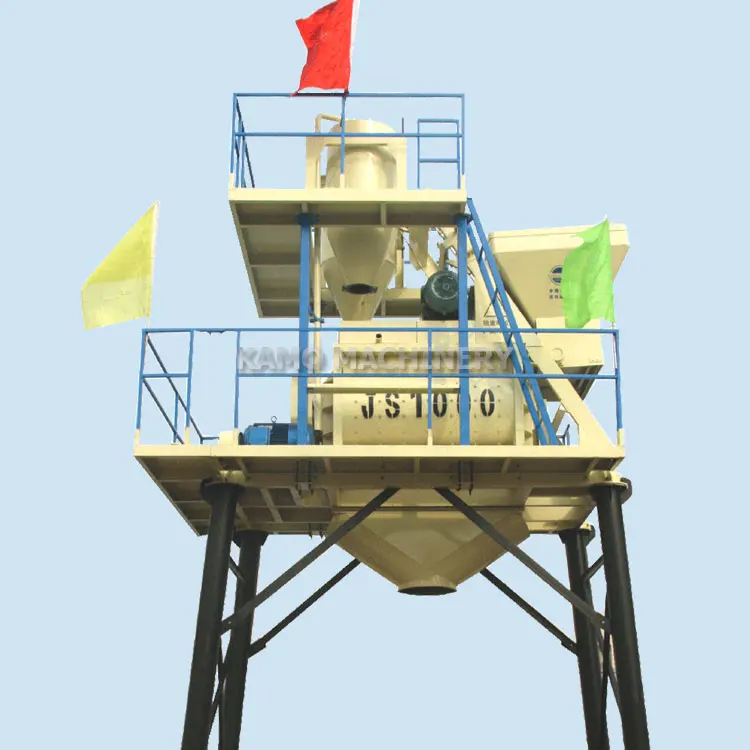 50m3/h Concrete Batching Plant Universal Horizontal Double Shaft Mixer With Lift JS1000 Concrete Mixer