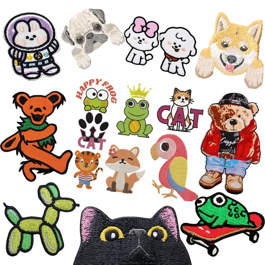 Wholesale Small Patch Iron On Embroidered Cute Animal Cartoon Embroidery Patches