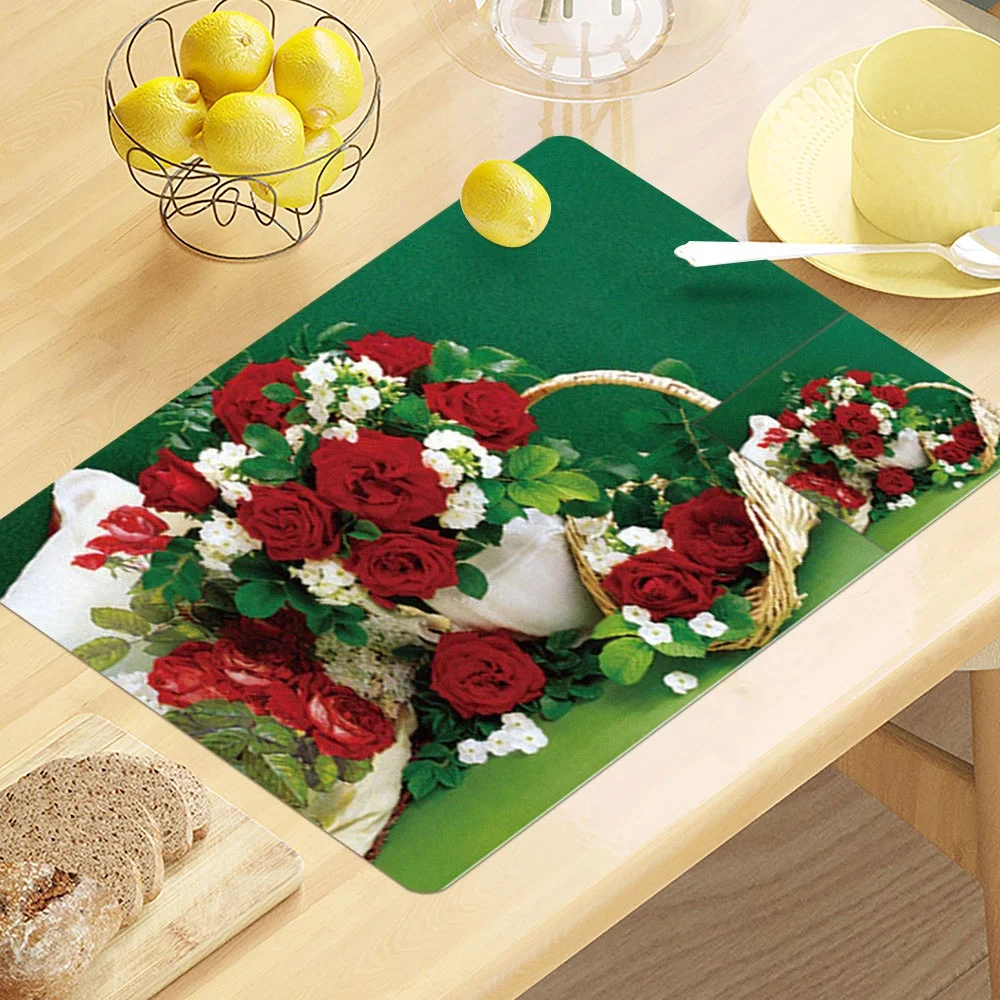 wholesale luxury natural christmas wedding kitchen table 43*28CM mat washable round woven cotton braided placemat set