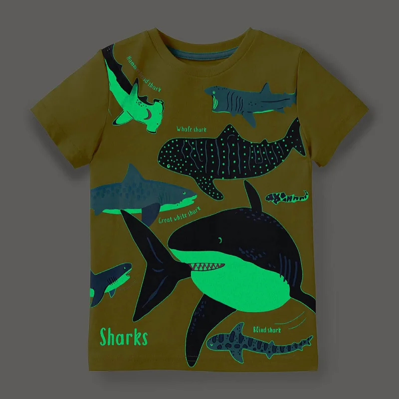 RTS Boys T-shirts&Polo Shirts Luminous Dinosaur Kids Clothes Boys New T-shirt