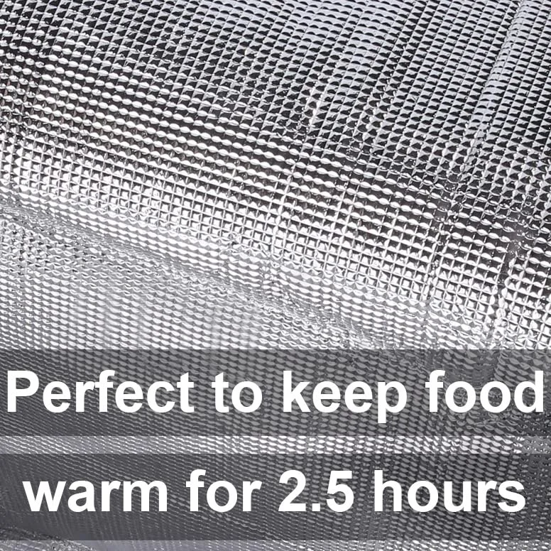 Hot Sale Aluminum Foil Waterproof Heavy Duty Additional Bottom Plate Black Big Insulated Food Delivery Bag With Sturdy Zipper