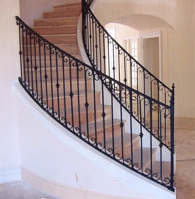 Antique outdoor used wrought iron stair railing for sale