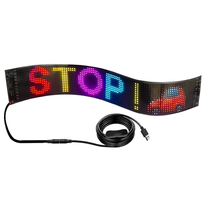 Programmable Flexible LED Display Screen Car Scrolling Advertise Message LED Display Board RGB Car Sign Soft LED Panel outdoor