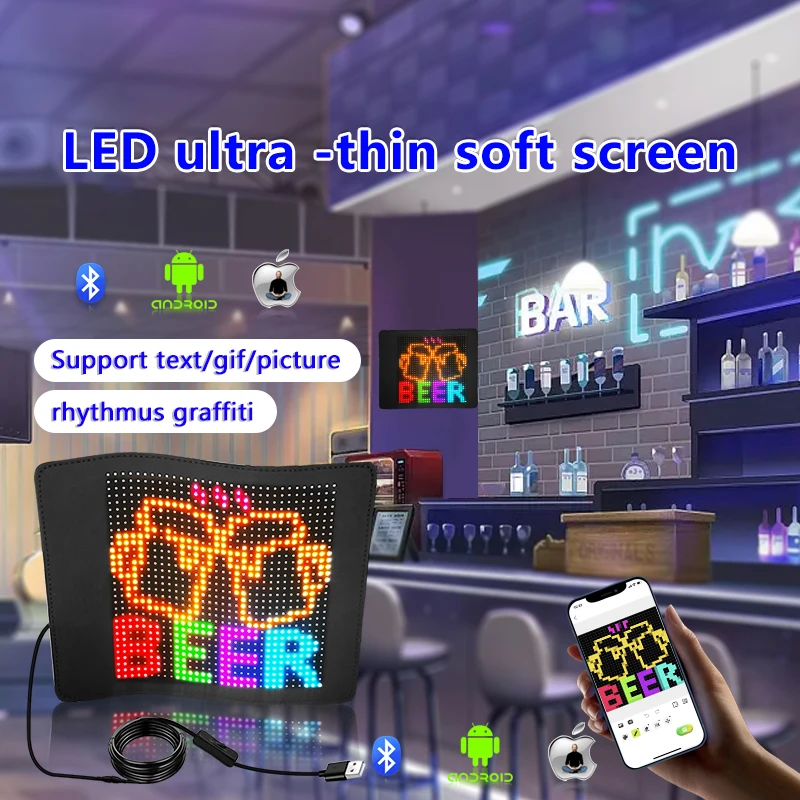 Rear Window Digital Color Screen LED Sign Emotion  Animations Car Display LED for Advertising