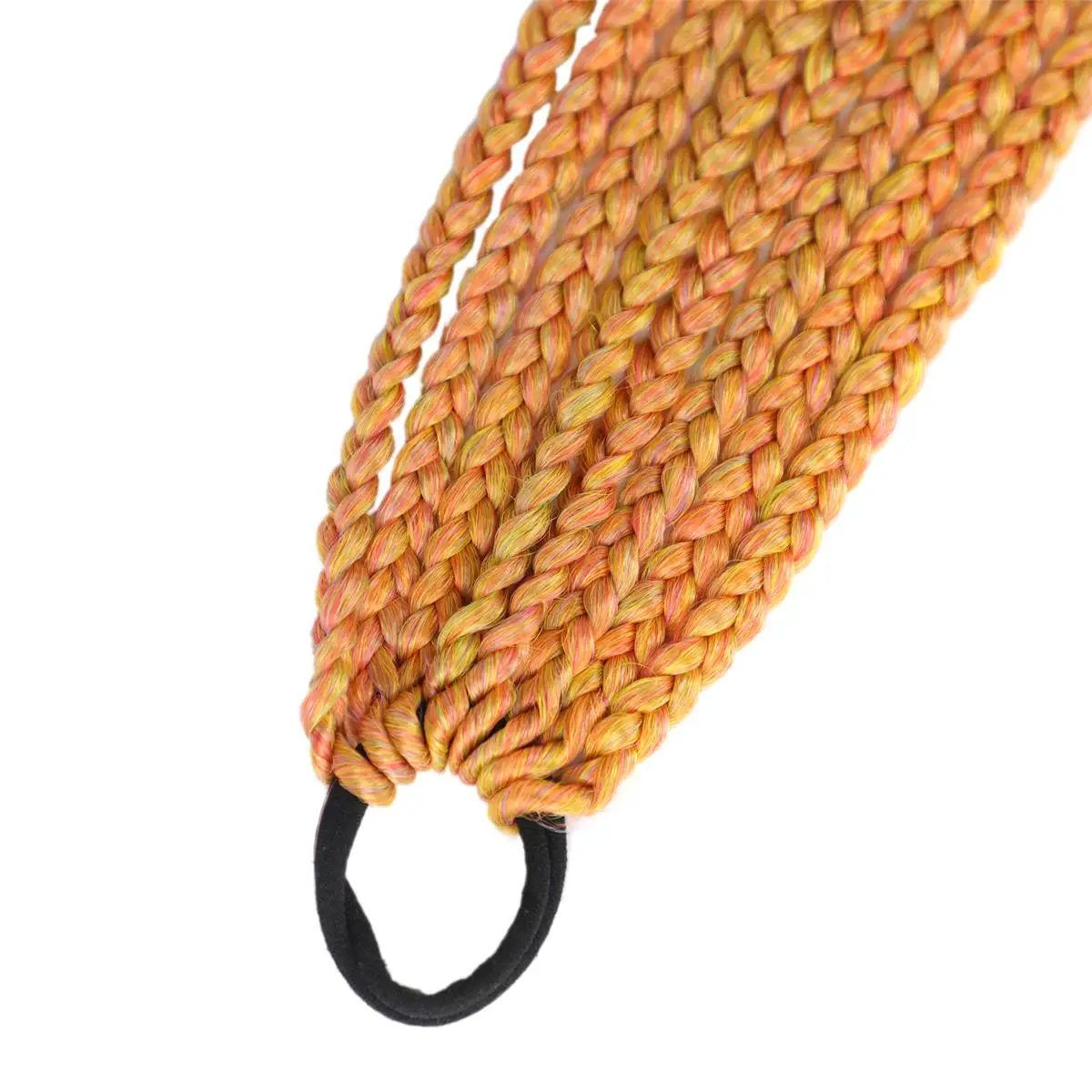 24 inch Rainbow Crochet braid Synthetic Ponytail Braids Hair Extension Ponytail Hairpiece With Rubber Band Hair Ring