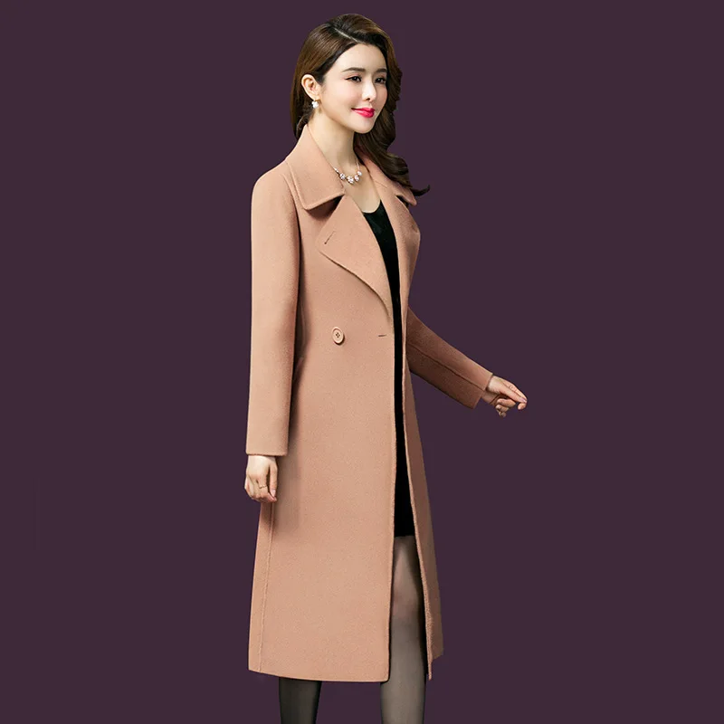 Luxury Custom Made Australian Private Label Purple Ladies Winter Warm Jacket Wool Long Shearling Mongolian Cashmere Coat