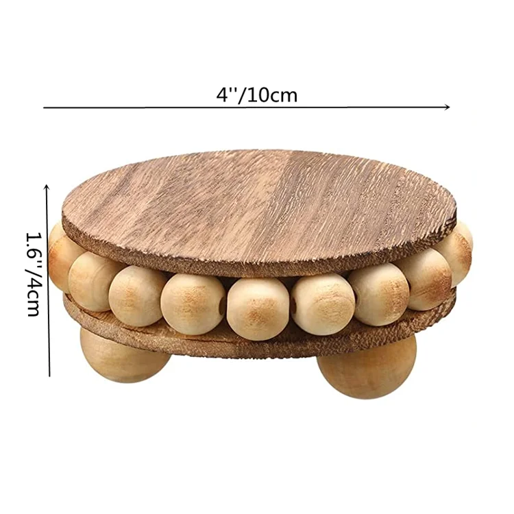Custom set of 2 stackable display riser stands beaded pedestal tray vintage wood pedestal