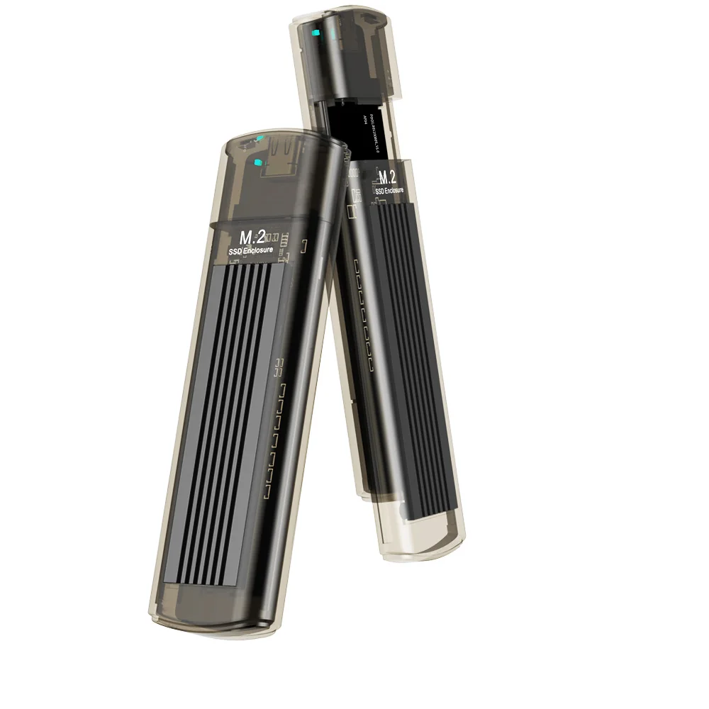 OEM Portable Transparent USB3.1 Type-C NVMe M.2 SSD Enclosure M KEY Transparent Hard Drive Box Type-C SSD case