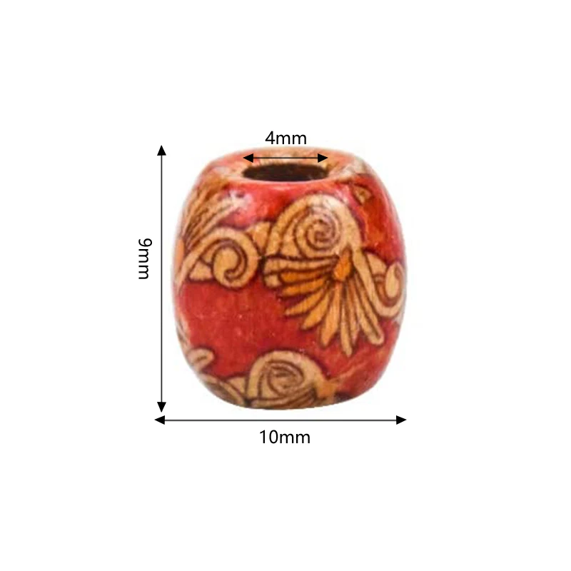 Wholesales 12mm Large Hole Natural Craft Round Colorful Pony Hair Loose Wood Beads for Braids Diy Jewelry