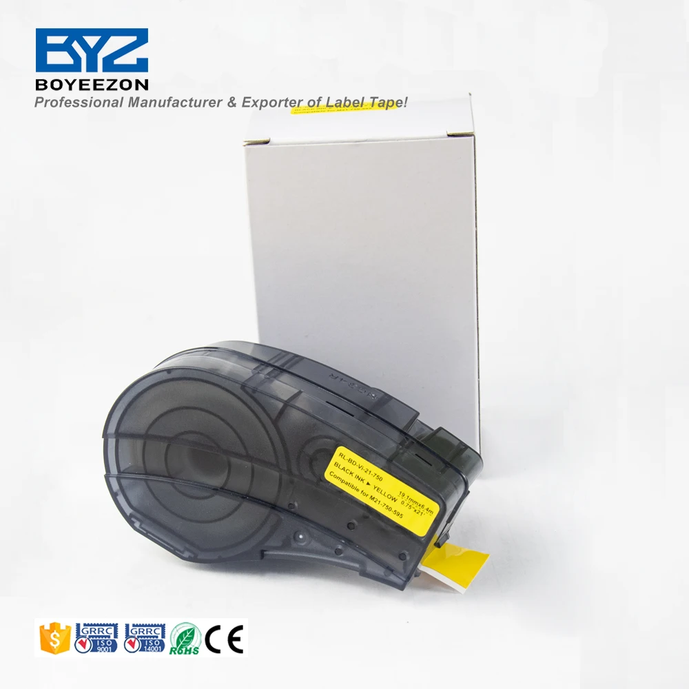 Boyeezon лента метки на желтом/белый Brady этикетка совместимый для M21-750-595 19 05 мм * 6 4 м черно-белая коробка принтер печати этикеток