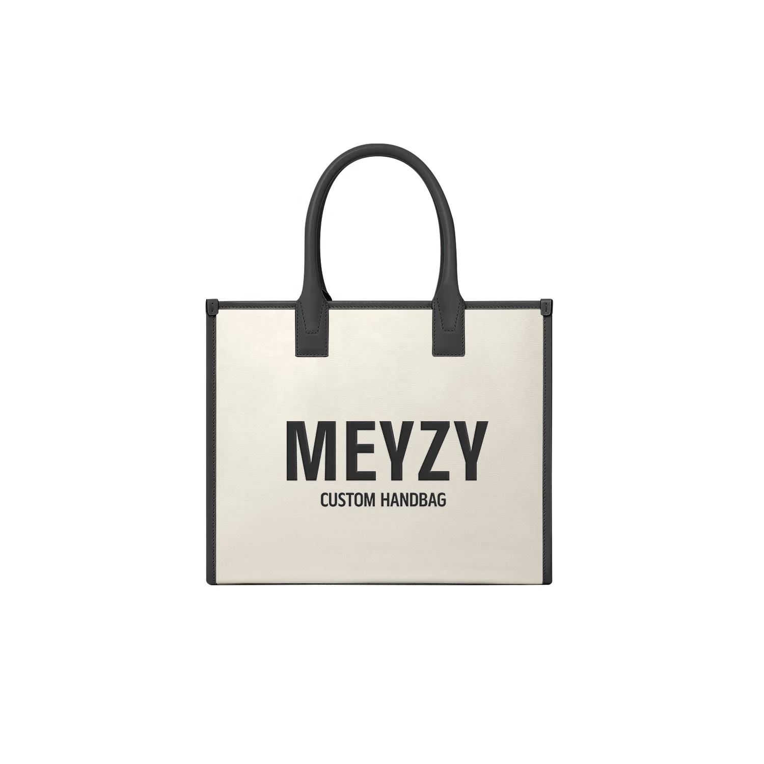 Fashion Custom Logo Print Large Embroidery Cotton Canvas Tote Bag Canvas With Leather Handles
