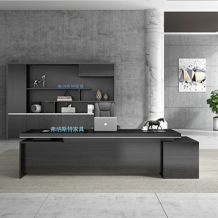 2021 New style modern wooden office furniture walnut color boss desk office desk