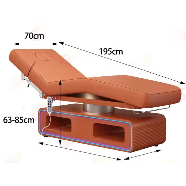 Unique design adjustable white beauty salon facial treatment bed 3 motors electric massage beds for salon with lights