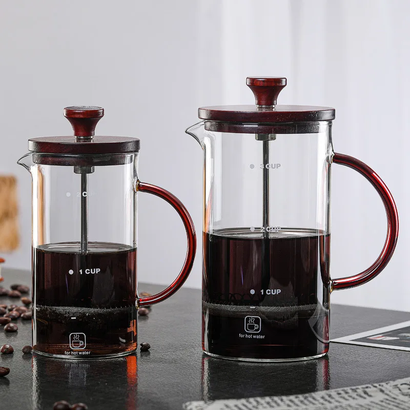 Heat-Resistant Borosilicate Glass black Tea Maker French Press Coffee Maker with scale