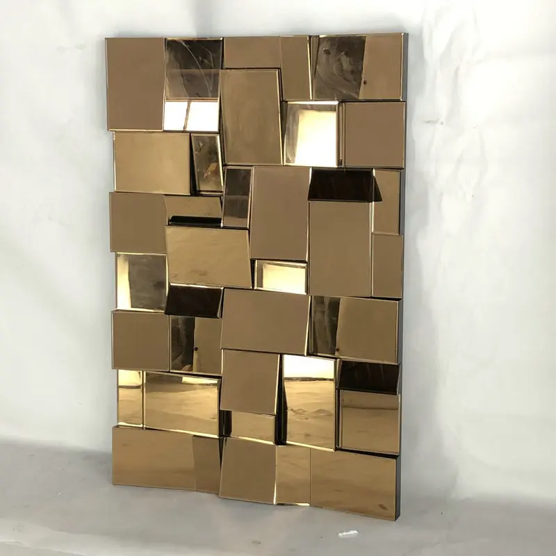 Зеркало Стразы «Кубик Рубика» коричневого цвета с трехмерной аппликацией в виде Стразы «Кубик Рубика» зеркало мозаика акриловый 3d трехмерные зеркало импортные товары жизни