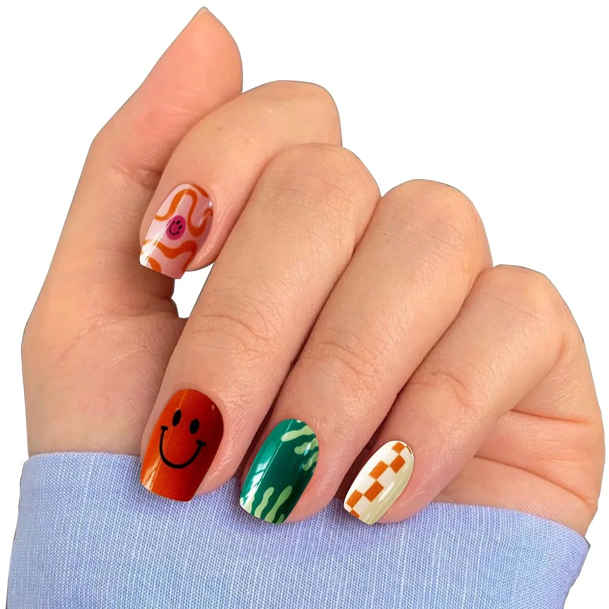 Semi Cured Gel Nail Strips Salon-Quality DIY Manicures Easy Application Long-Lasting 20pcs in Different Sizes & Patterns