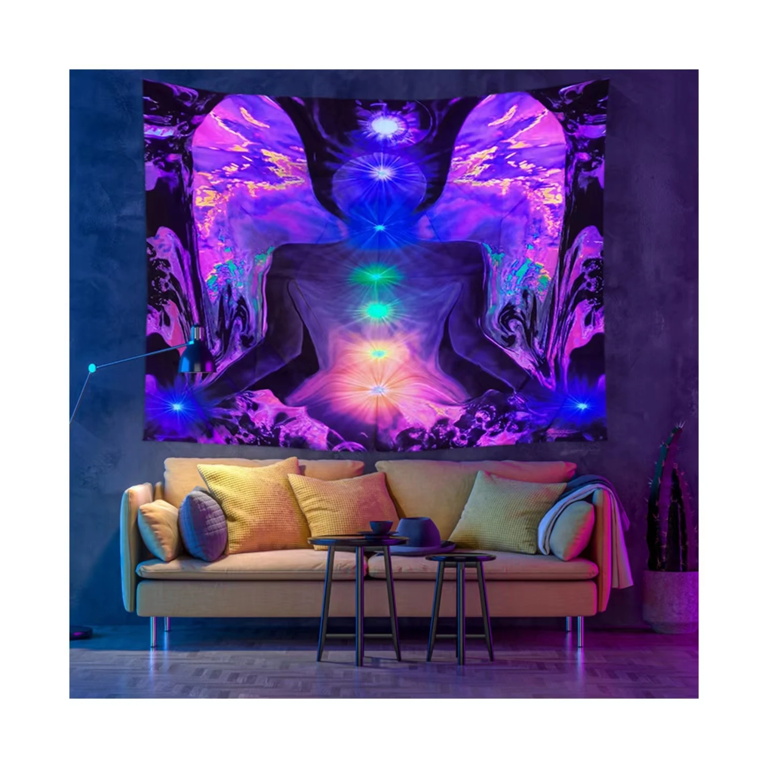Decor Wall TapestryTapestry UV Reactive Black Light Posters Colorful  Tapestries for Bedroom Tapestry