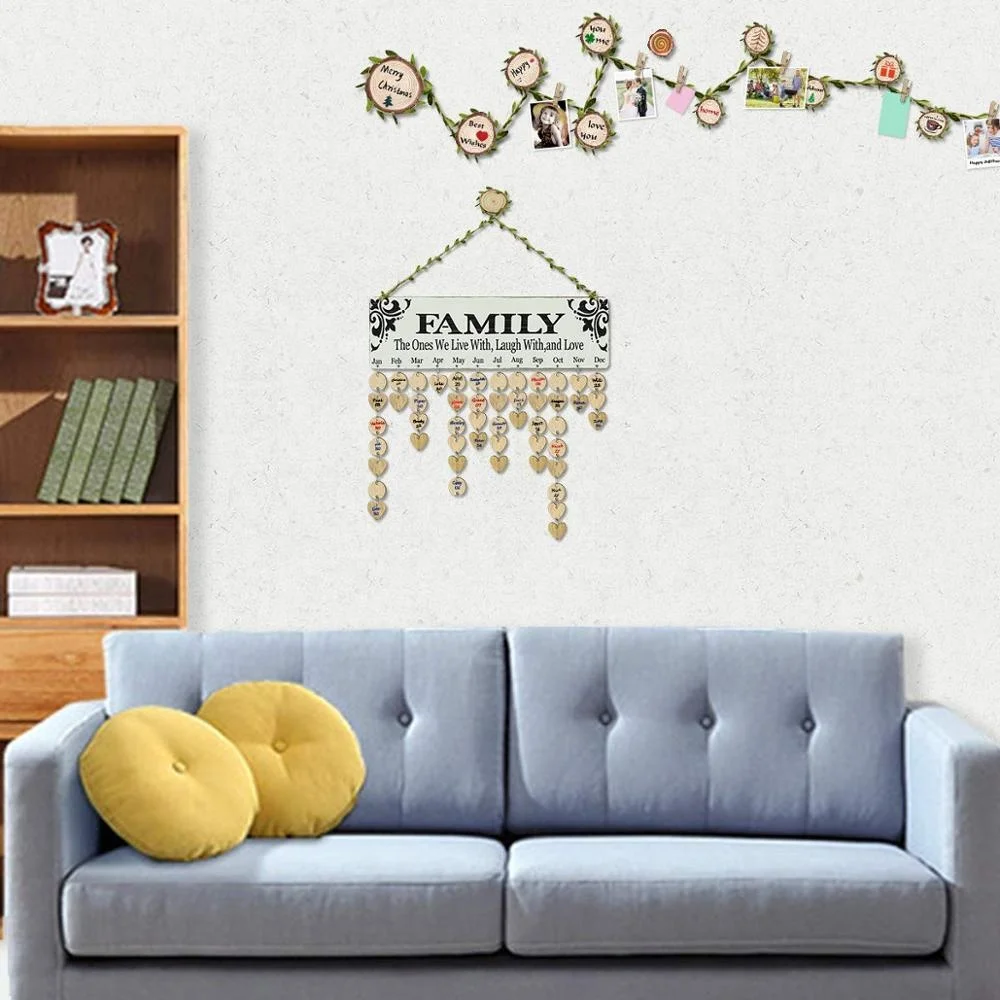 День рождения Семейный календарь юбилей деревянной стене висит доска для украшения дома, Настенный декор