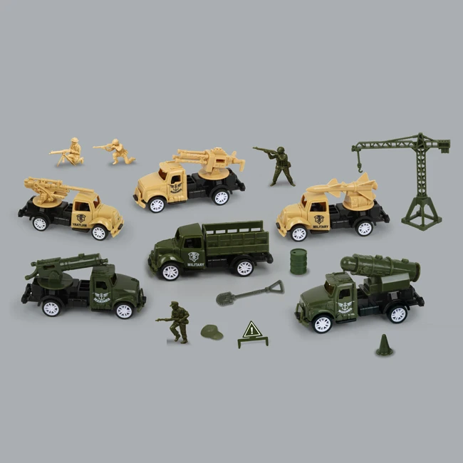 Pull back transport rocket launcher simulation vehicle set toys for kids friction military toy cars
