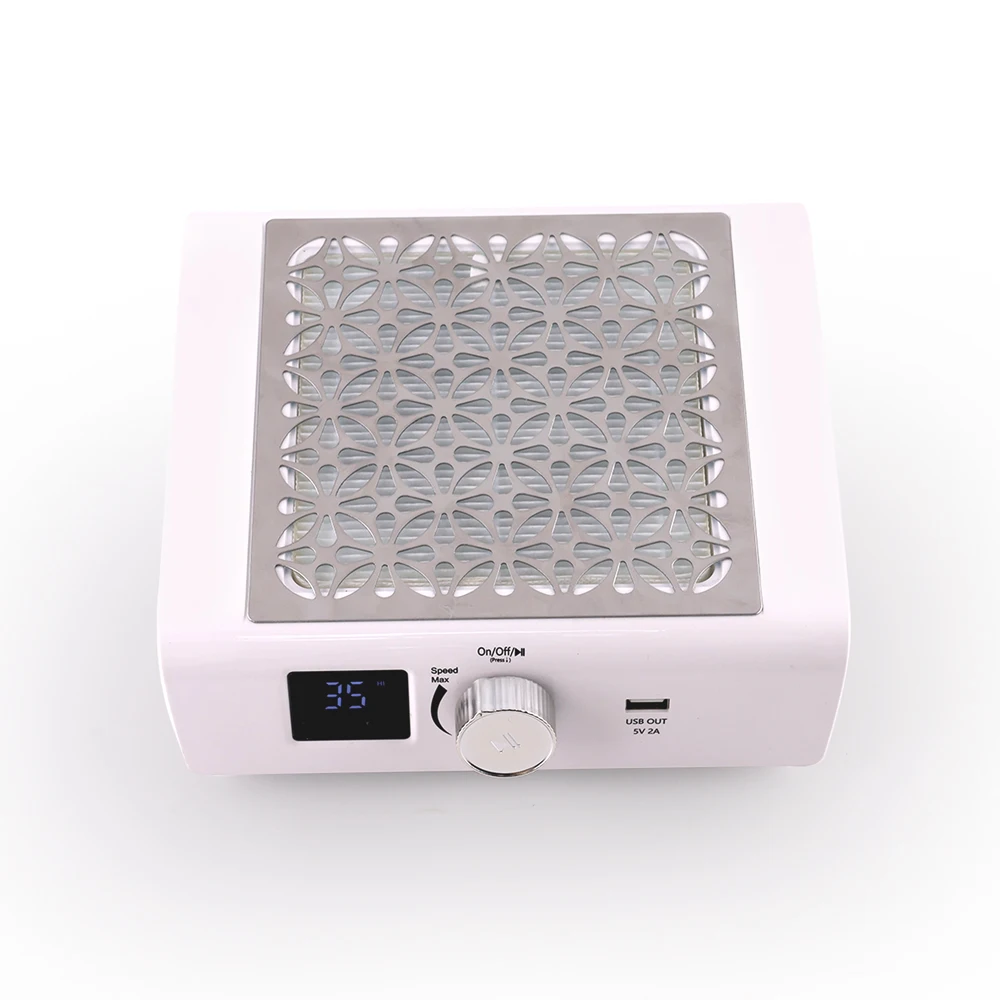 Patented Design 4,500rpm Strong Suction Power 85W Brushless Rechargeable Electric Nail Dust Collector Fan Vacuum Salon Use