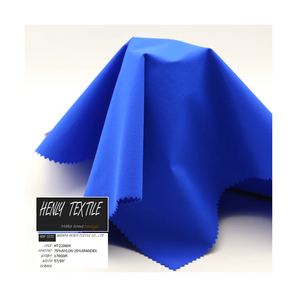 HT220604 75%NYLON 25%SPANDEX 170GSM TRICOT Fabric for Sportswear Lycra Spandex Fabric 4 Way Stretch Fabric Knitted Medium Weight