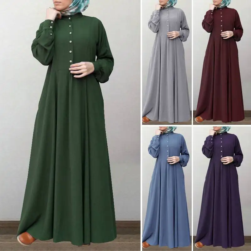 plus size long dresses solid color muslim shirt islamic clothing women muslim dresses abaya for women ethnic clothing