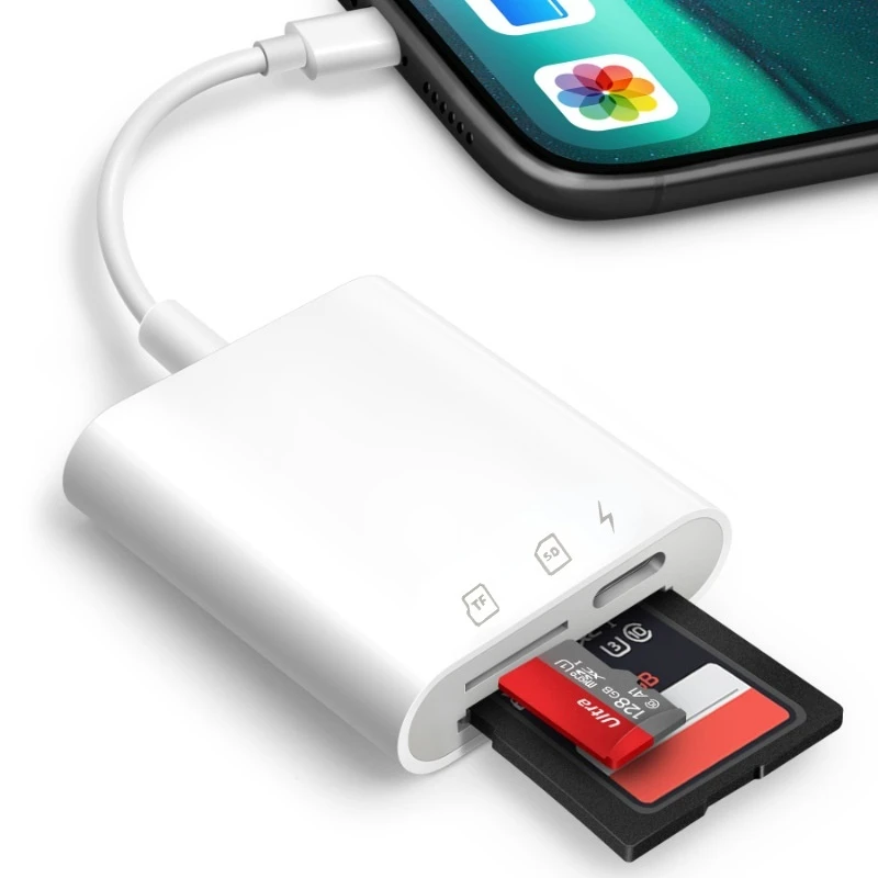 New trend 8pin to SD/TF card adapter OTG reader charging three in one for iphone14/13/12/11/X Huawei